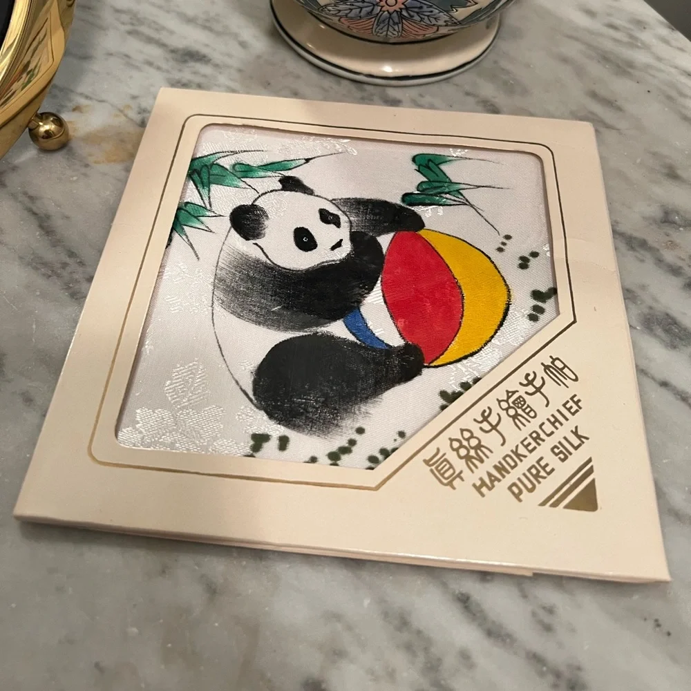 Vintage Hand-painted Silk Chinese Handkerchief - Picture 4 of 4